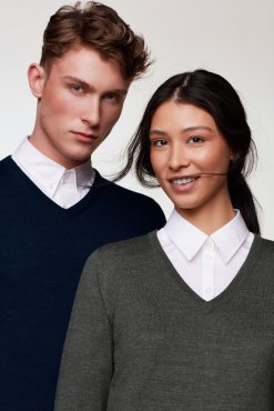 HAKRO V-Pullover Merino-Wolle