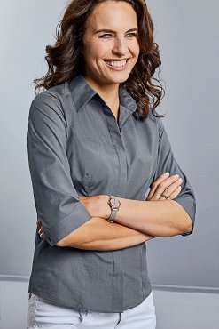 Ladies´ 3/4 Sleeve Fitted Polycotton Poplin Shirt