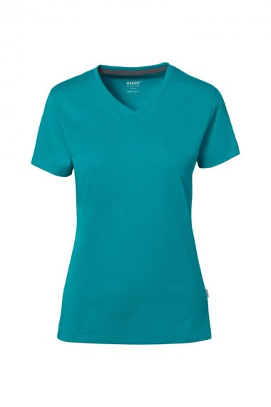 HAKRO Cotton Tec® Damen V-Shirt L | smaragd