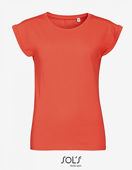 Women´s Round Neck T-Shirt Melba L | Coral